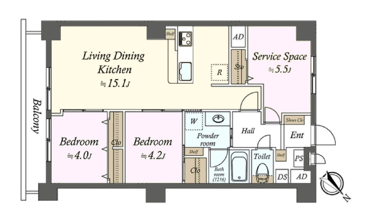 その他 3LDK、専有面積66.15m2、バルコニー面積7.56m2