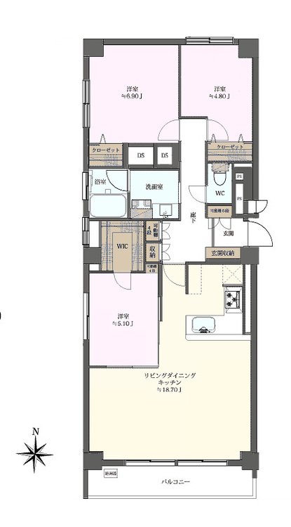 その他 3LDK、専有面積84.09m2、バルコニー面積8.55m2