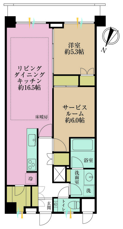 その他 1LDK+S（納戸）、専有面積66.41m2、バルコニー面積6.21m2