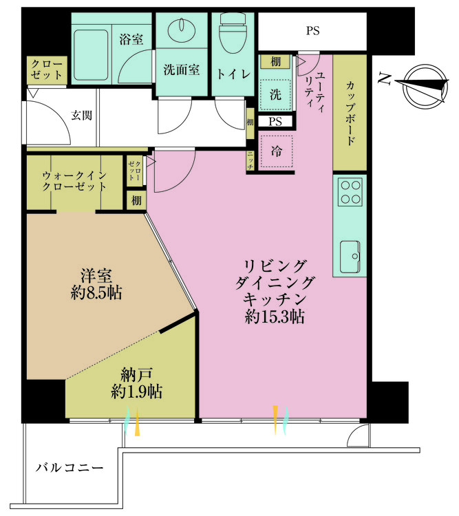 その他 1LDK、専有面積58.67m2、バルコニー面積6.83m2