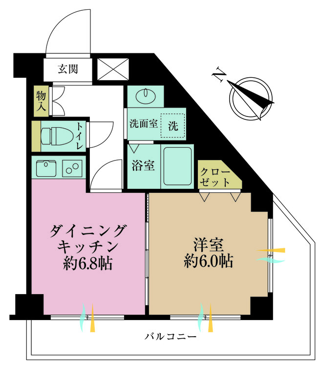 その他 1DK、専有面積34.76m2、バルコニー面積9.5m2