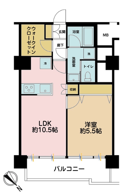 その他 1LDK、専有面積46.17m2、バルコニー面積8.04m2