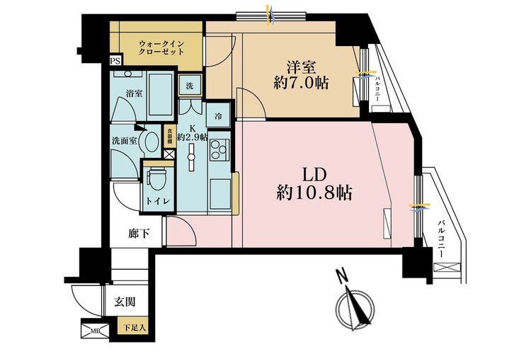 その他 1LDK、専有面積52.06m2、バルコニー面積3.95m2