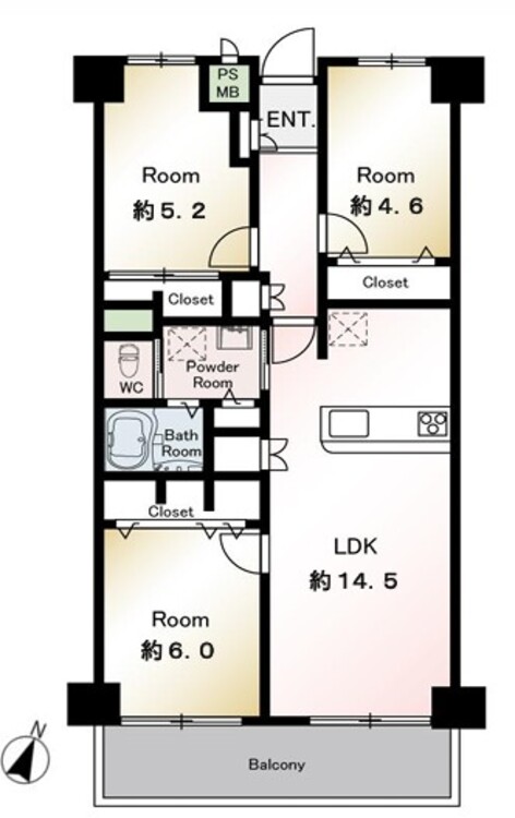 間取り スタイリッシュな美しさが広がる、内装リノベーション物件の響き。