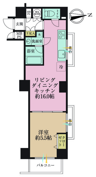 その他 1LDK、専有面積42.35m2、バルコニー面積3.24m2