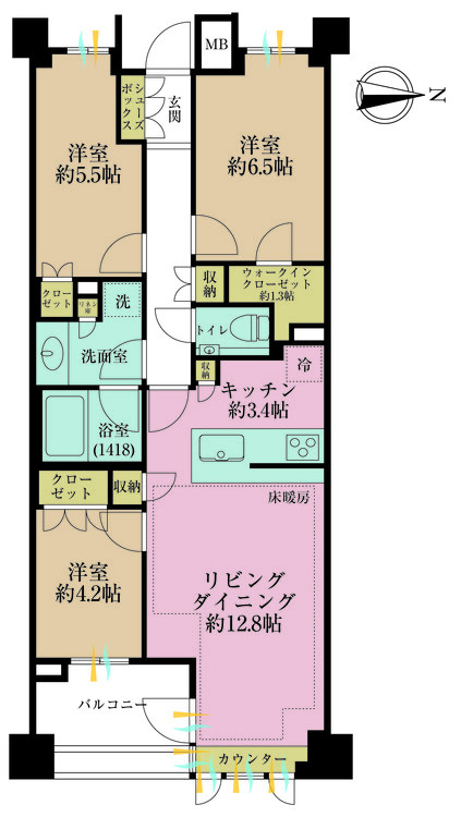 その他 3LDK、専有面積73.41m2、バルコニー面積5.86m2