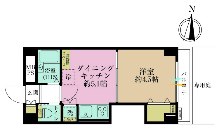 その他 1DK、専有面積27.11m2、バルコニー面積3.6m2
