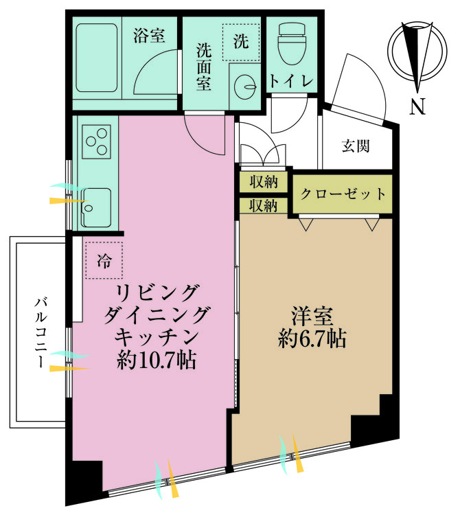 その他 1LDK、専有面積39.71m2、バルコニー面積3.11m2