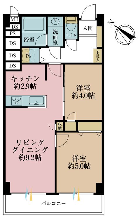 その他 2LDK、専有面積49.92m2、バルコニー面積5.72m2