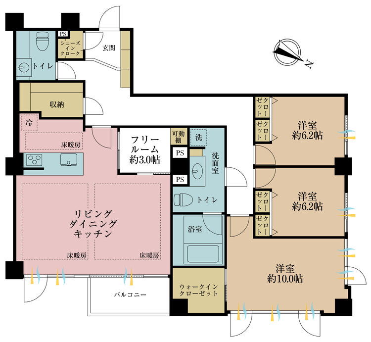 その他 3LDK+S（納戸）、専有面積136.47m2、バルコニー面積5.55m2
