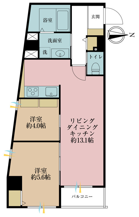 その他 2LDK、専有面積54.5m2、バルコニー面積2.76m2