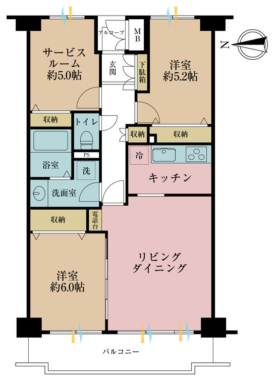 その他 2LDK+S（納戸）、専有面積64.83m2、バルコニー面積8.22m2