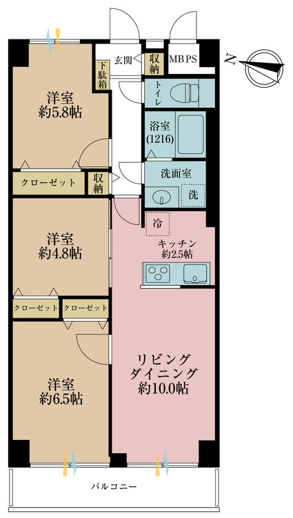 その他 3LDK、専有面積64.4m2、バルコニー面積6.72m2