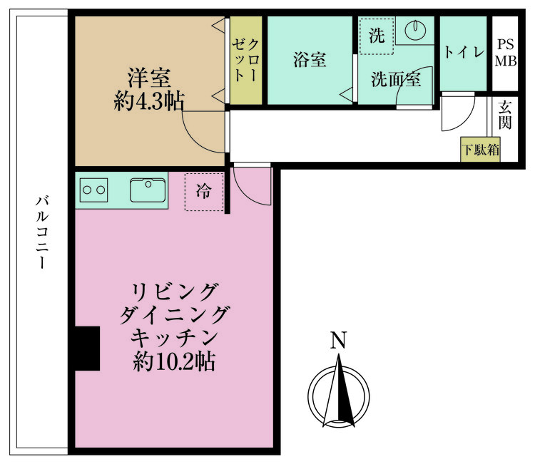その他 1LDK、専有面積41.93m2、バルコニー面積7.5m2