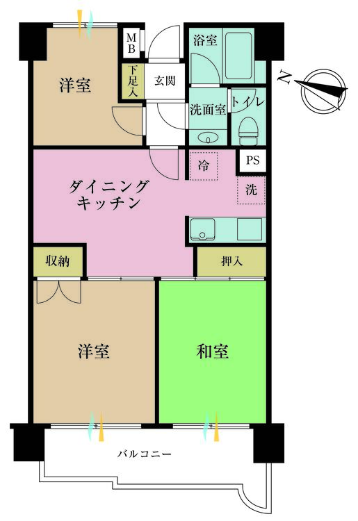 その他 3DK、専有面積59m2、バルコニー面積8.14m2