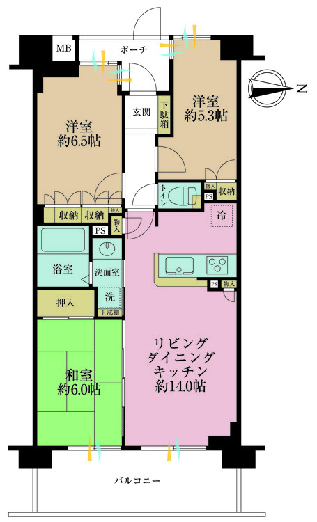 その他 3LDK、専有面積66.27m2、バルコニー面積11.8m2