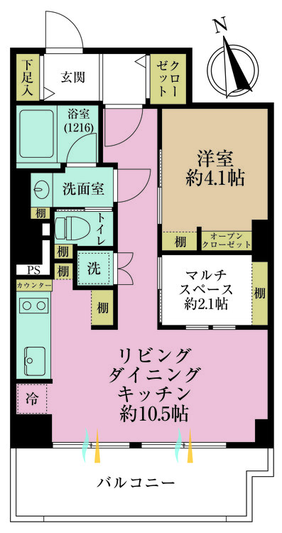 その他 2LDK、専有面積40.85m2、バルコニー面積5.72m2