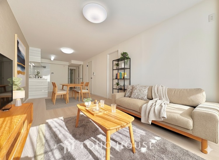 内装 ＊配置してある家具や小物はCGによるイメージ画像です。洗練されたデザインと大きな広がりを持つリビングは、安心感と気品に満ちたひとときを叶える住まいの象徴です