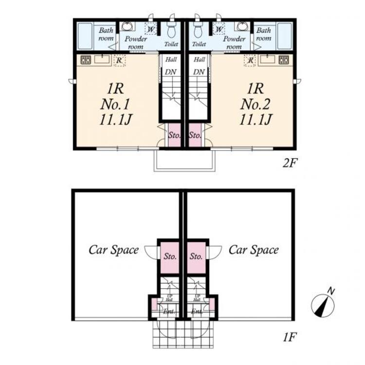 間取り 間取図　ワンルーム×２戸
