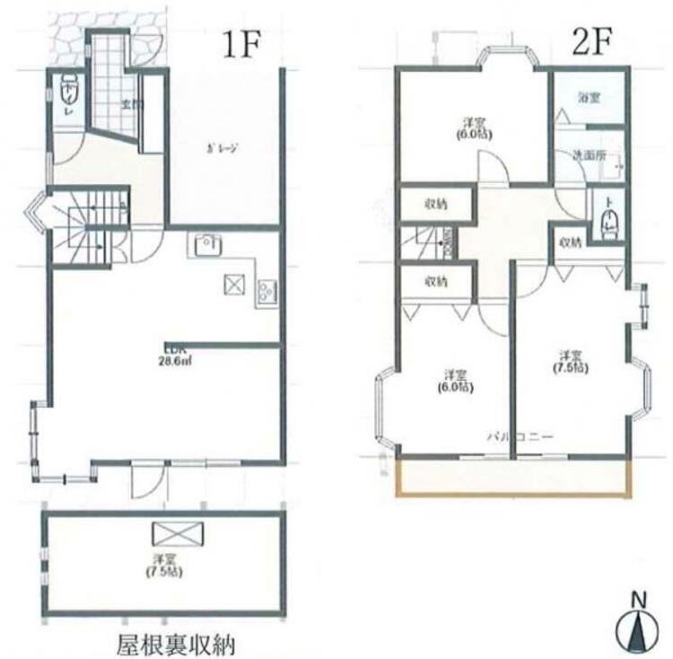 間取り 車庫付きで大切な車を雨風から守ります。