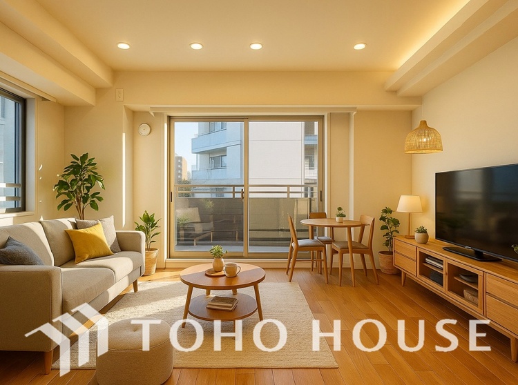 内装 ＊配置してある家具や小物はCGによるイメージ画像です。ソファの上のクッションがポカポカした暖気にぬくぬくと微睡んでいる。