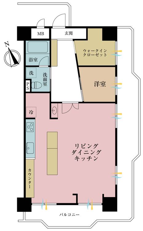 その他 1LDK、専有面積75.52m2、バルコニー面積26.04m2
