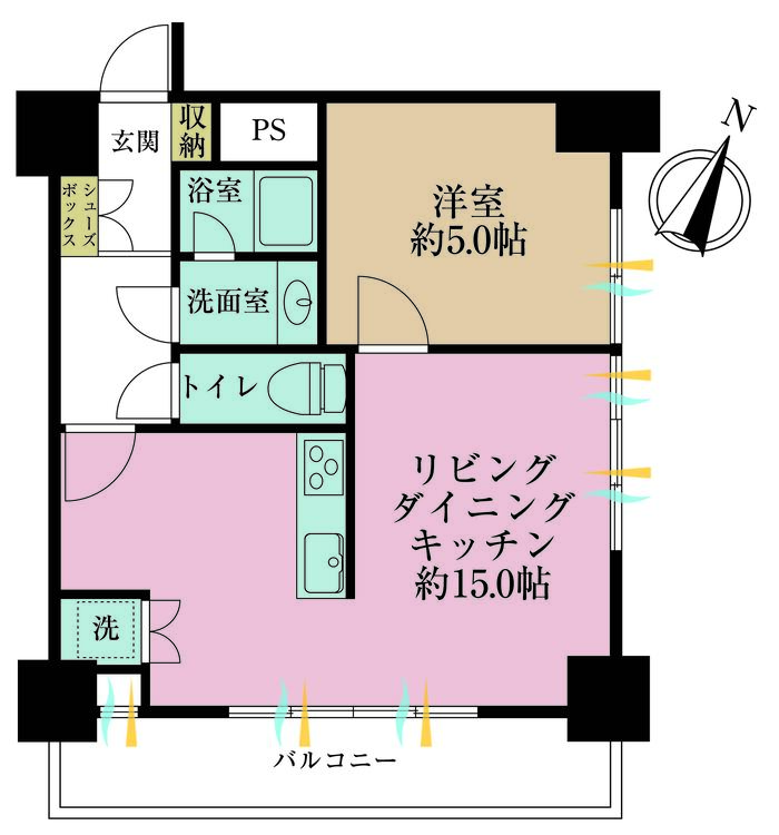 その他 1LDK、専有面積40.24m2、バルコニー面積7.32m2