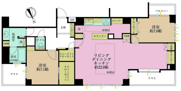その他 2LDK、専有面積101.93m2、バルコニー面積3.12m2