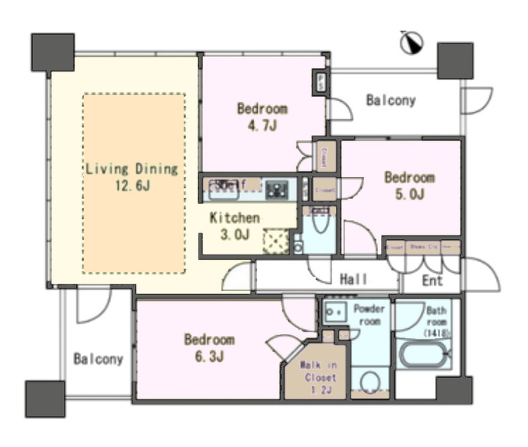その他 3LDK、専有面積71.49m2、バルコニー面積9.7m2