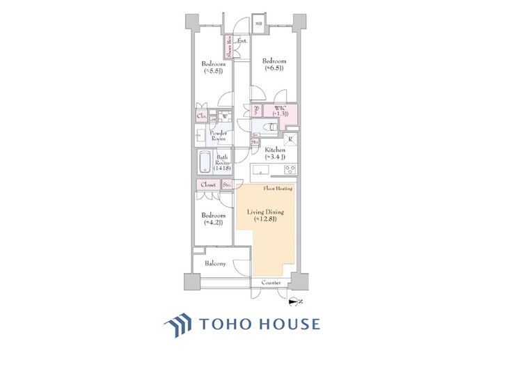 間取り ◆居心地のいい暮らし◆には欠かせない眩い採光。ゆったりとした幅の窓からこの空間に降り注ぐ採光が絶えない。明るいリビングこそ居心地のいい暮らしが待っているのだと思う。