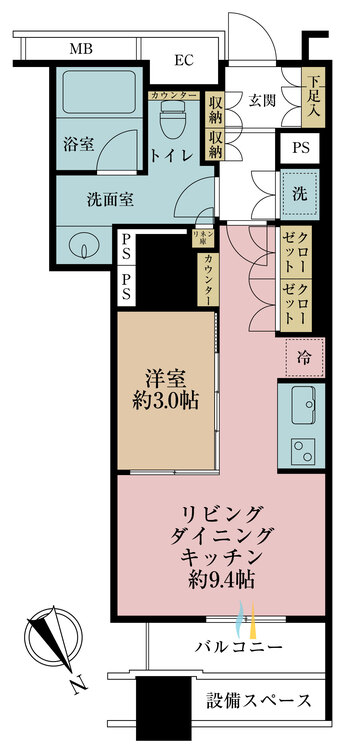 その他 1LDK、専有面積37.55m2、バルコニー面積3.42m2