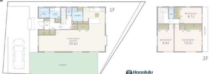 間取り 清々しい空気と澄み渡る青空が広がる、開放的な住宅地。