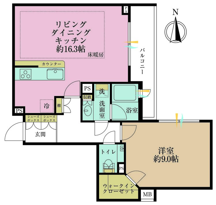 その他 1LDK、専有面積59.82m2、バルコニー面積6.5m2