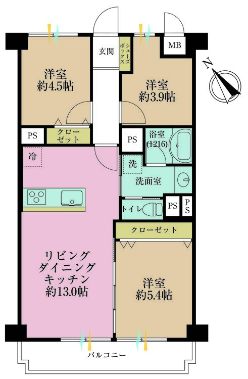 その他 3LDK、専有面積63m2、バルコニー面積7.11m2