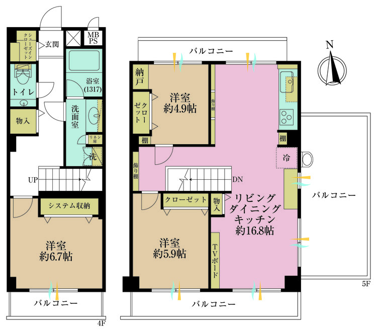 その他 3LDK、専有面積87.8m2、バルコニー面積34.74m2