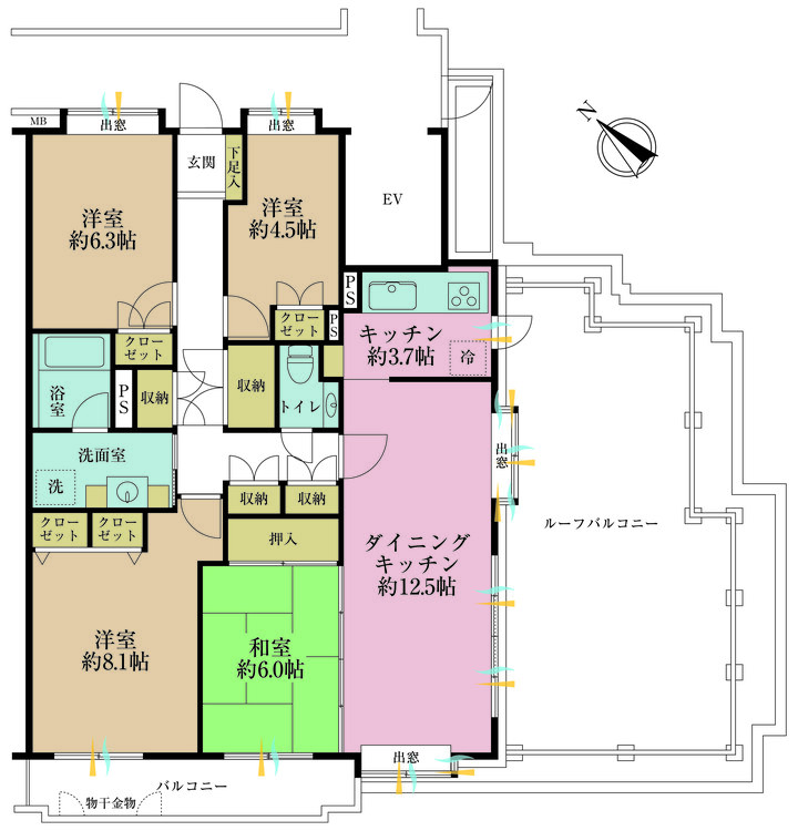 その他 4LDK、専有面積96.44m2、バルコニー面積7.26m2