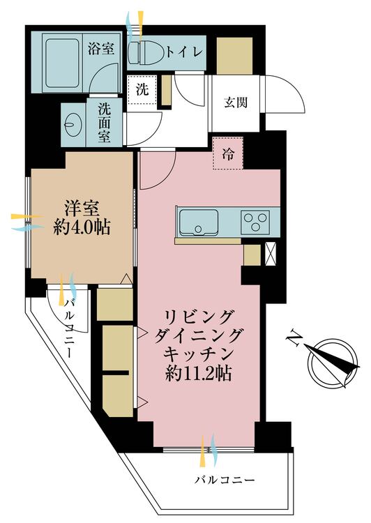 その他 1LDK、専有面積39.88m2、バルコニー面積5.19m2