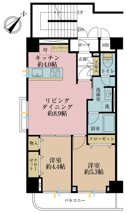 その他 2LDK、専有面積54.46m2、バルコニー面積6.14m2