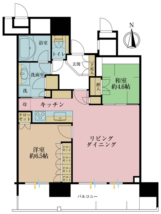 その他 2LDK、専有面積62.67m2、バルコニー面積13.56m2
