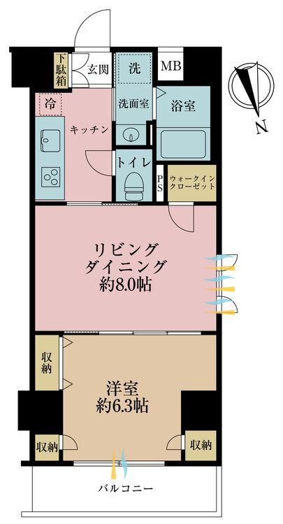 その他 1LDK、専有面積40.04m2、バルコニー面積5.07m2
