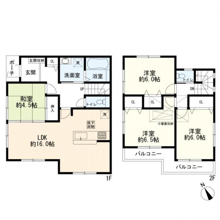 間取り ４ＬＤＫ＋カースペース２台分