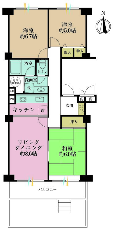 その他 3LDK、専有面積69.47m2、バルコニー面積7.84m2