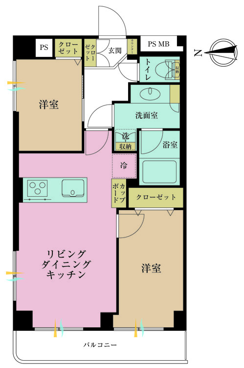 その他 2LDK、専有面積47.7m2、バルコニー面積5.32m2