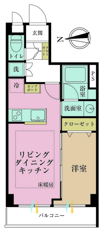 その他 1LDK、専有面積36.01m2、バルコニー面積4.56m2