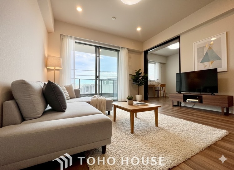 内装 【LIVING】◆Sunshine◆光が燦々と入り、いるだけで気持ちいい。「開放的でゆとりあるお部屋です。」※配置してある家具や小物はCGによるイメージ画像です。