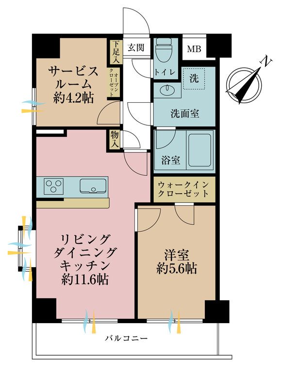 その他 1LDK+S（納戸）、専有面積50.16m2、バルコニー面積5.98m2