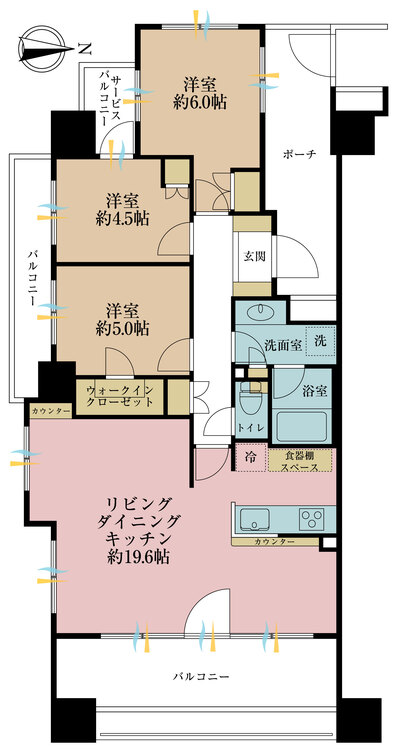 その他 3LDK、専有面積75.66m2、バルコニー面積21.17m2