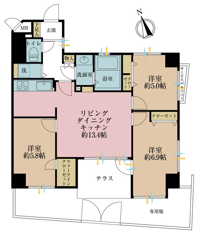 その他 3LDK、専有面積70.45m2、バルコニー面積0.86m2