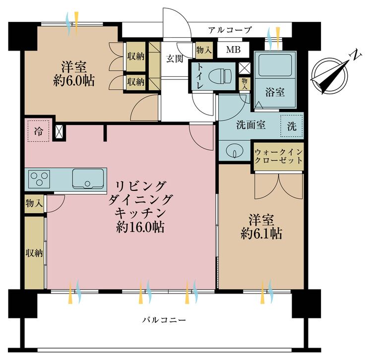 その他 2LDK、専有面積63.71m2、バルコニー面積14.02m2