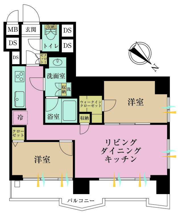 その他 2LDK、専有面積50.88m2、バルコニー面積8.61m2